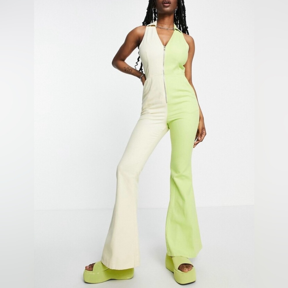 Denim two tone jumpsuit